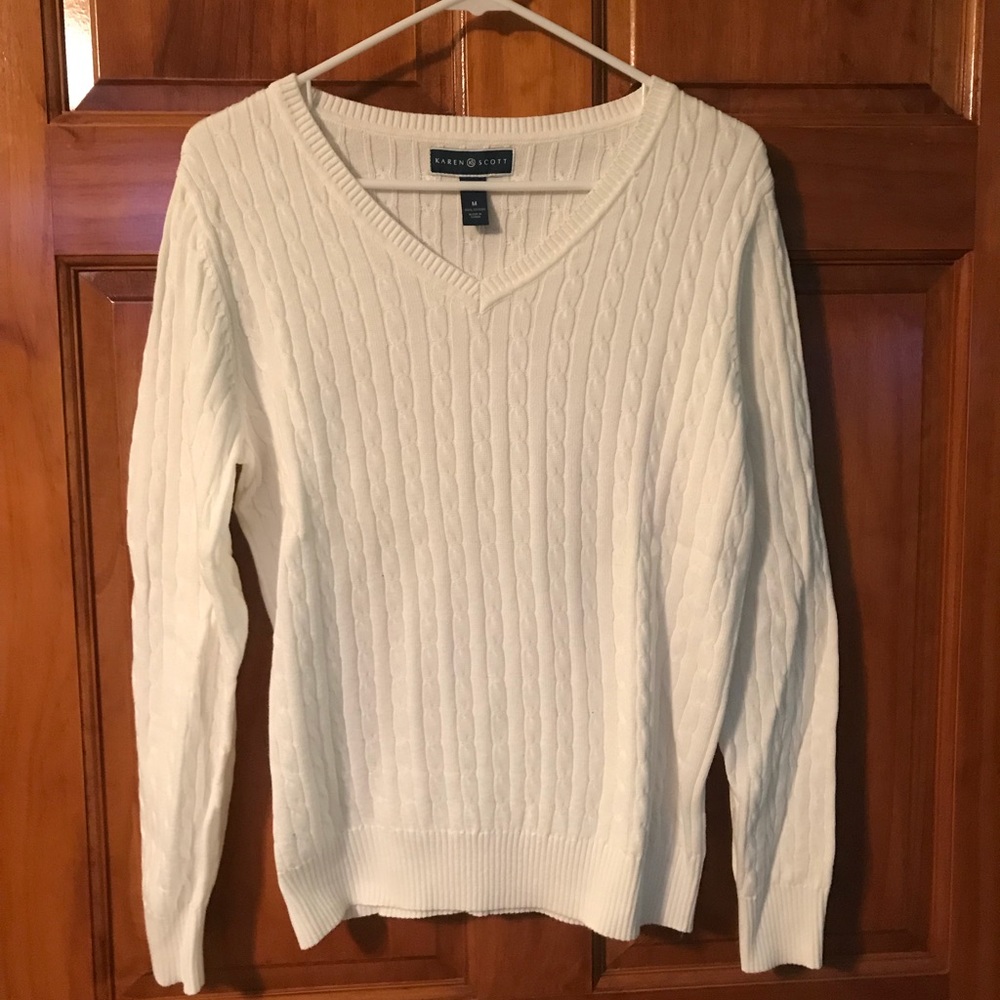 White V-Neck Sweater